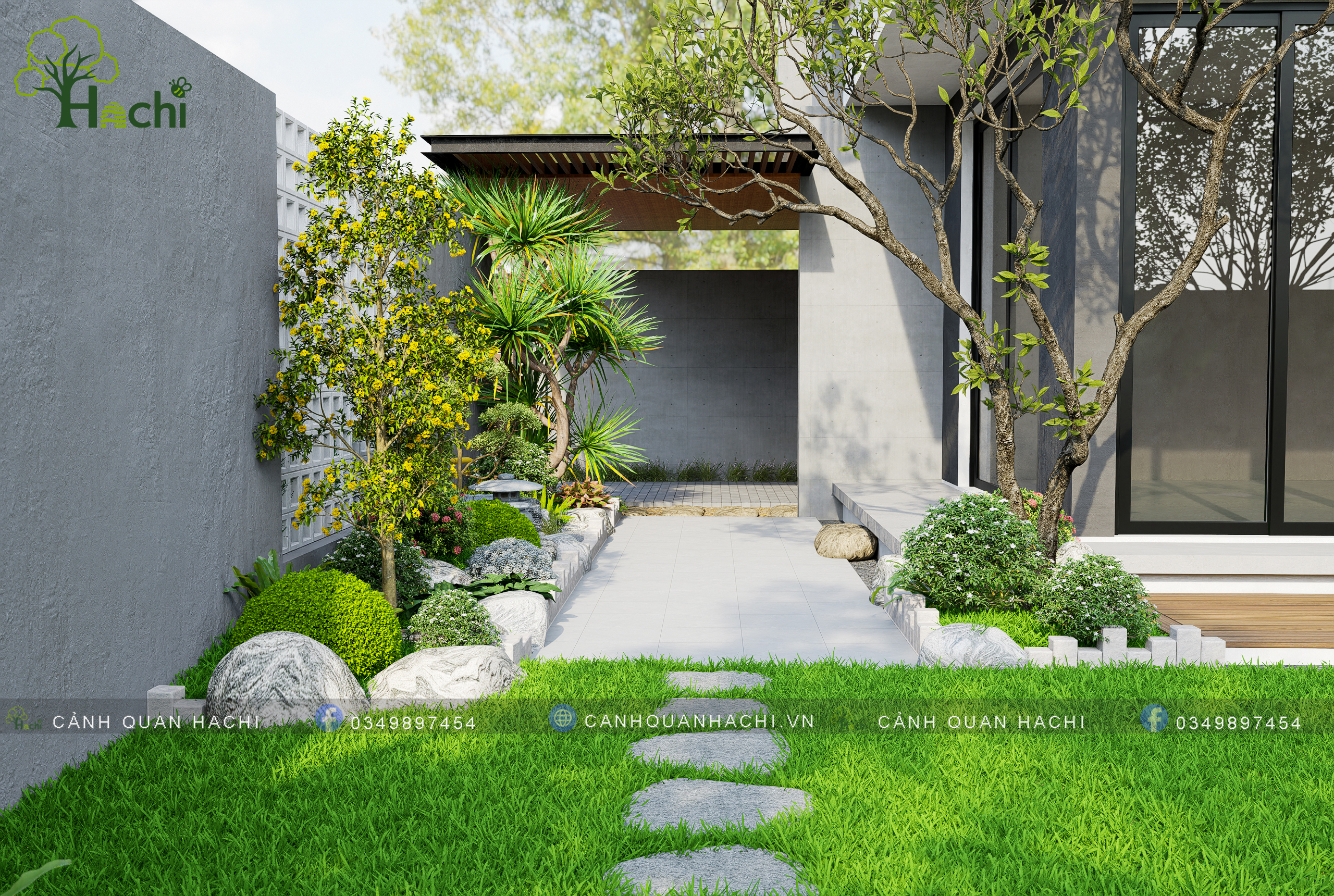 Thiết kế sân vườn nhà anh Tiến Bắc Ninh