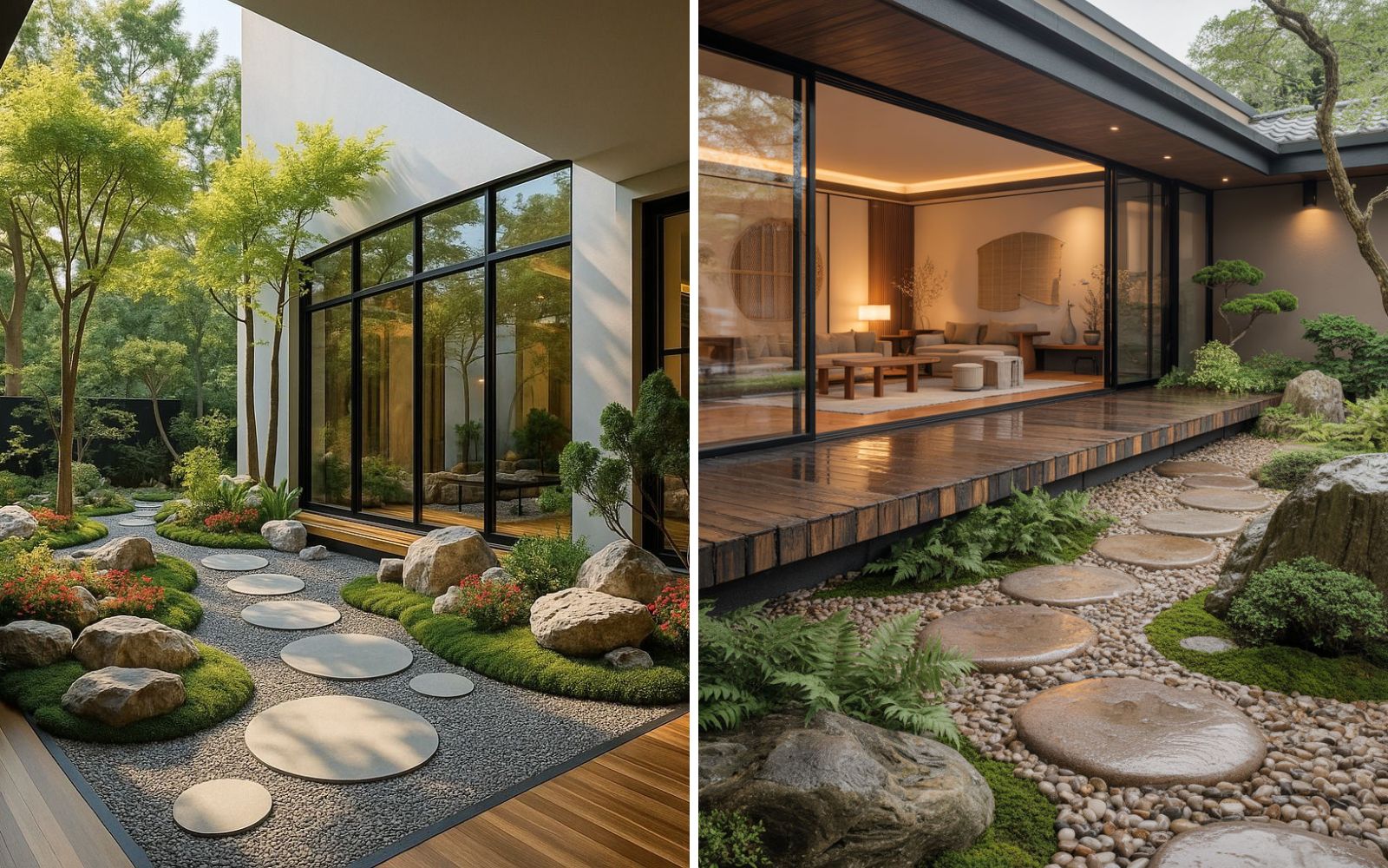 Sân vườn trước nhà tối giản hiện đại với không gian mở