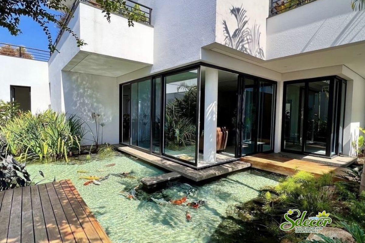 Hồ cá Koi hiện đại phong cách địa trung hải