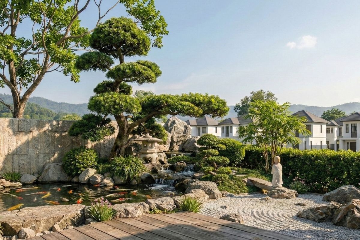 Vườn trước nhà phong cách nhật