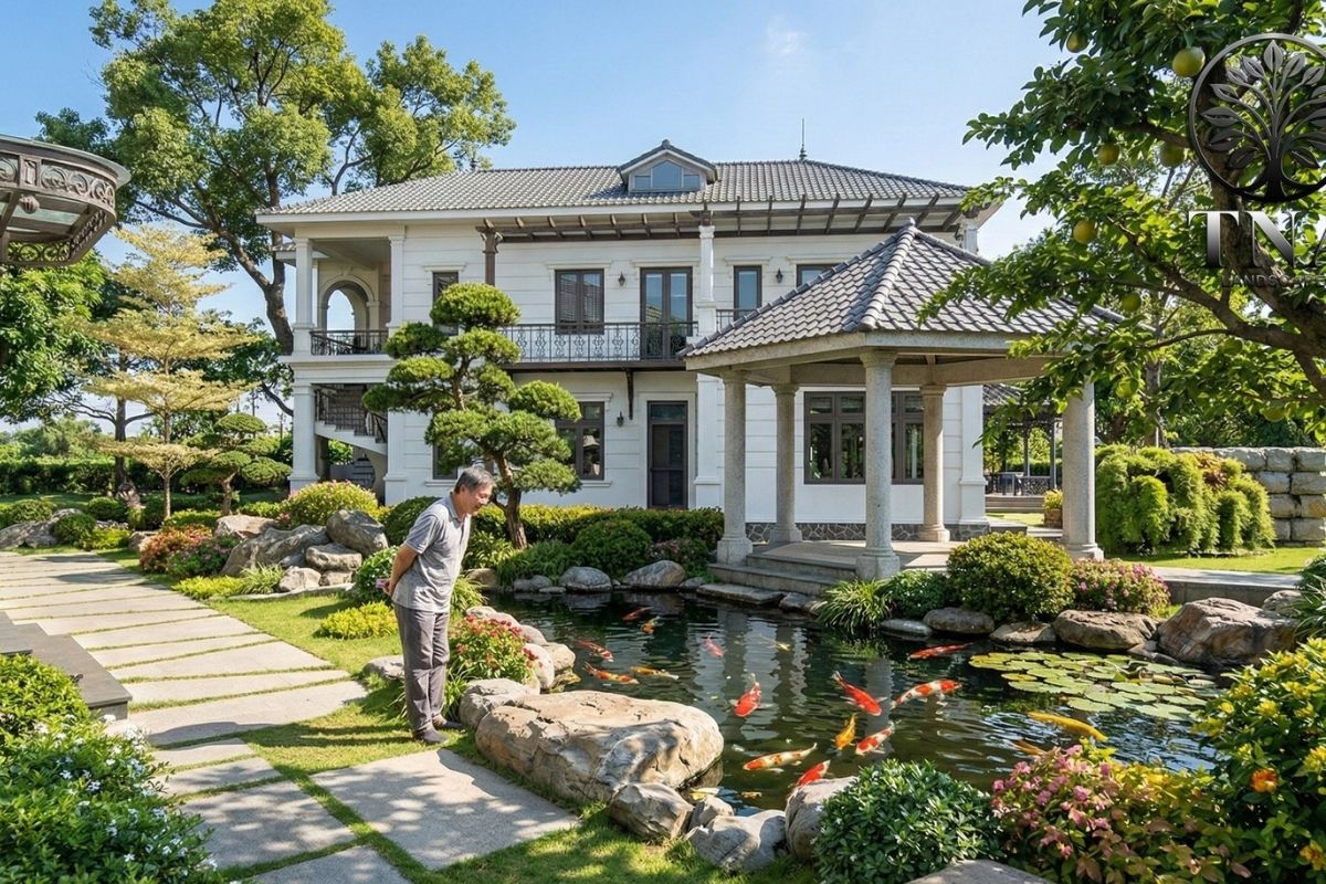 HÌnh dáng hồ cá koi nên uốn cong mềm mại