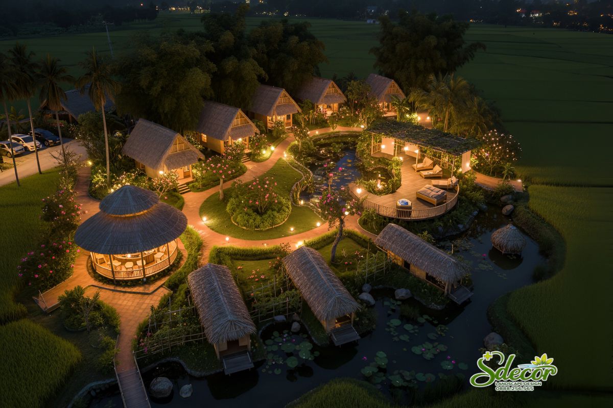 Thiết kế cảnh quan homstay view ruộng