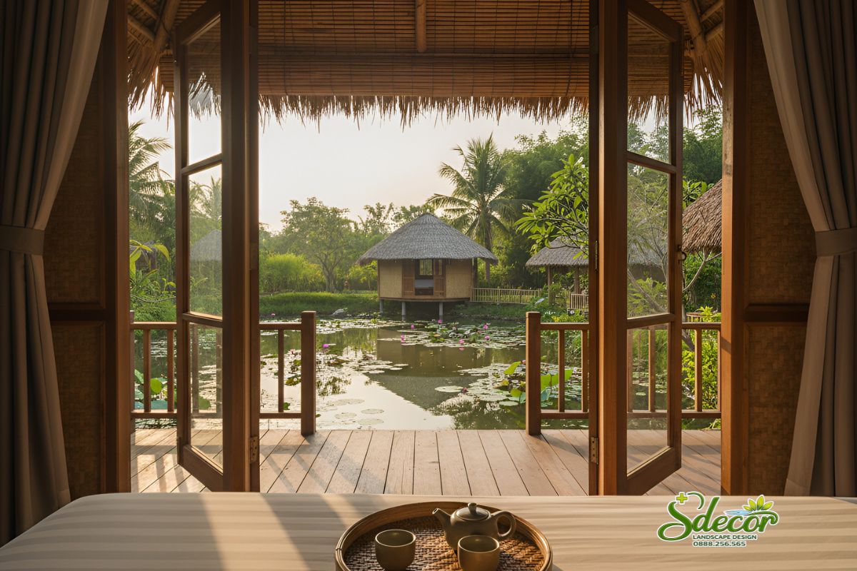 Góc nhìn từ căn bungalow ra Hồ 