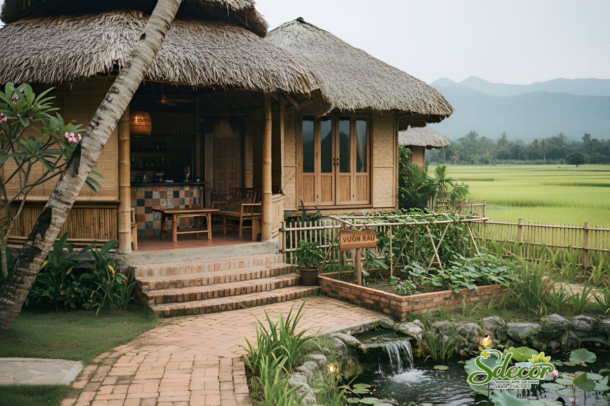 dự án thiết kế cảnh quan homestay hòa bình phong cách truyền thống