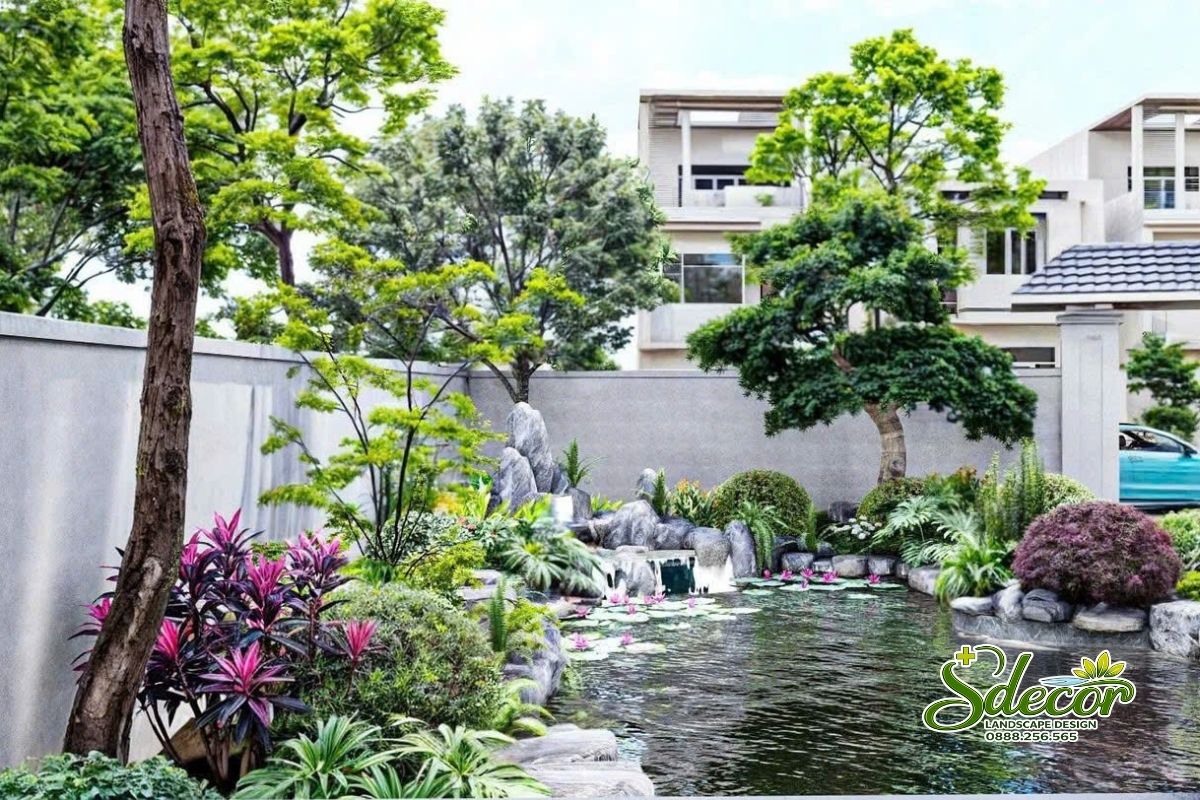Hồ cá Koi san vườn hiện đại