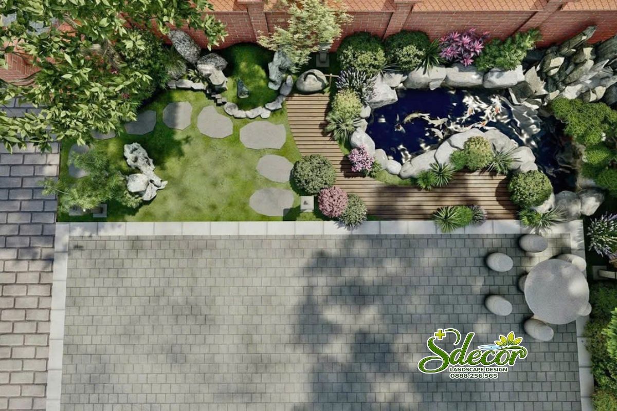 Thiết kế thi công hồ cá koi tự nhiên trước nhà