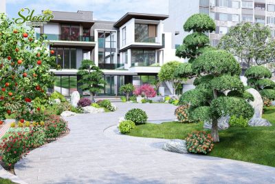 San vườn biệt thự thiết kế bởi Sdecor