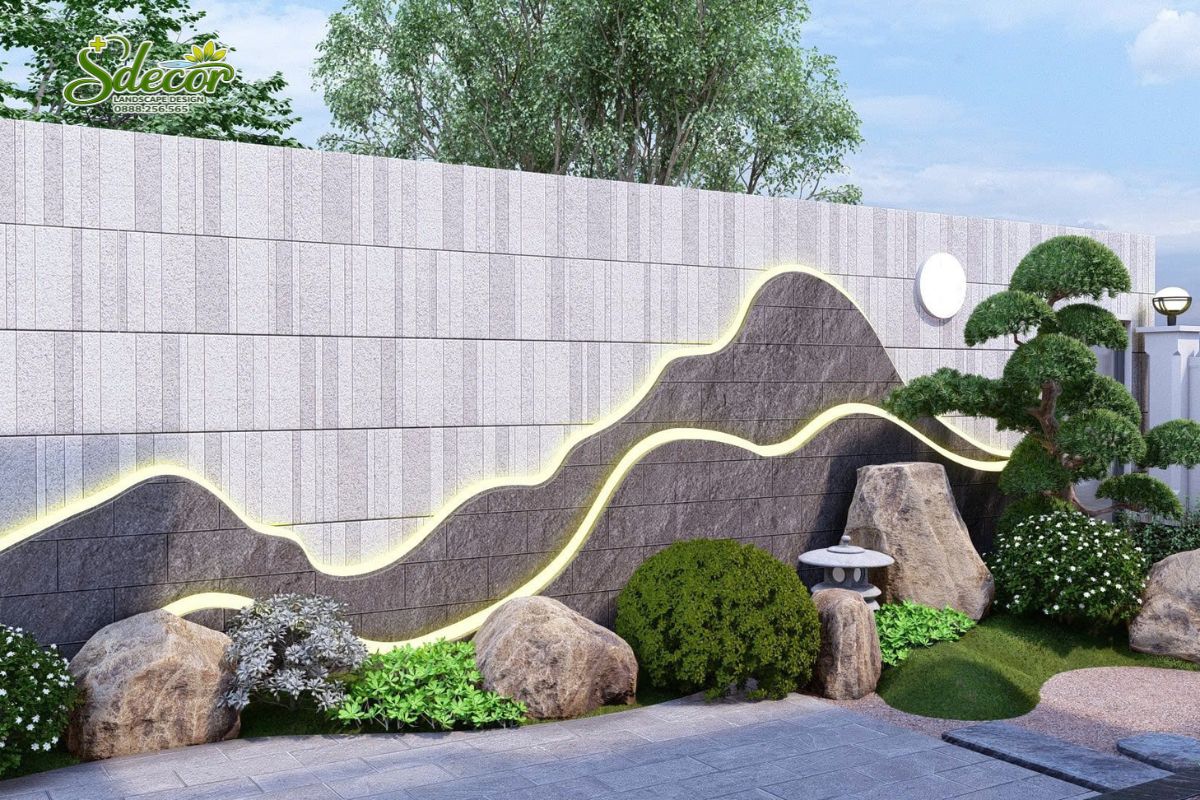 den trang tri tuong vuon nhat anh sang vang tao chieu sau khong gian