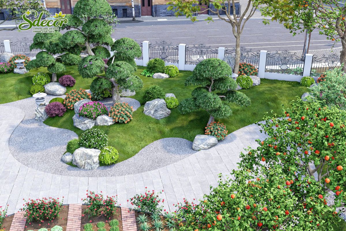 Vườn Nhật bản tại bắc ninh san trung tâm lát đá