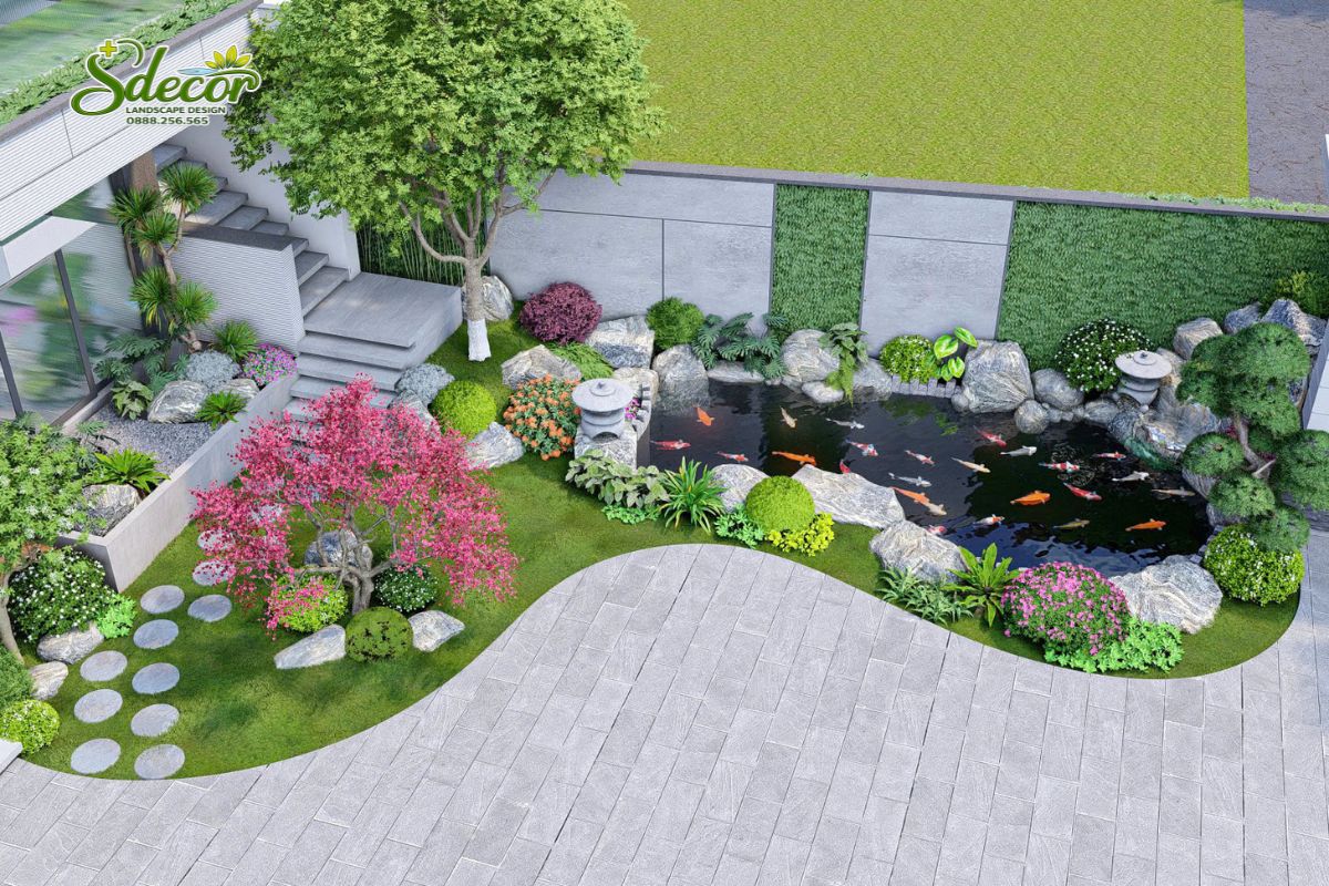 Hồ cá Koi biệt thự mềm mại