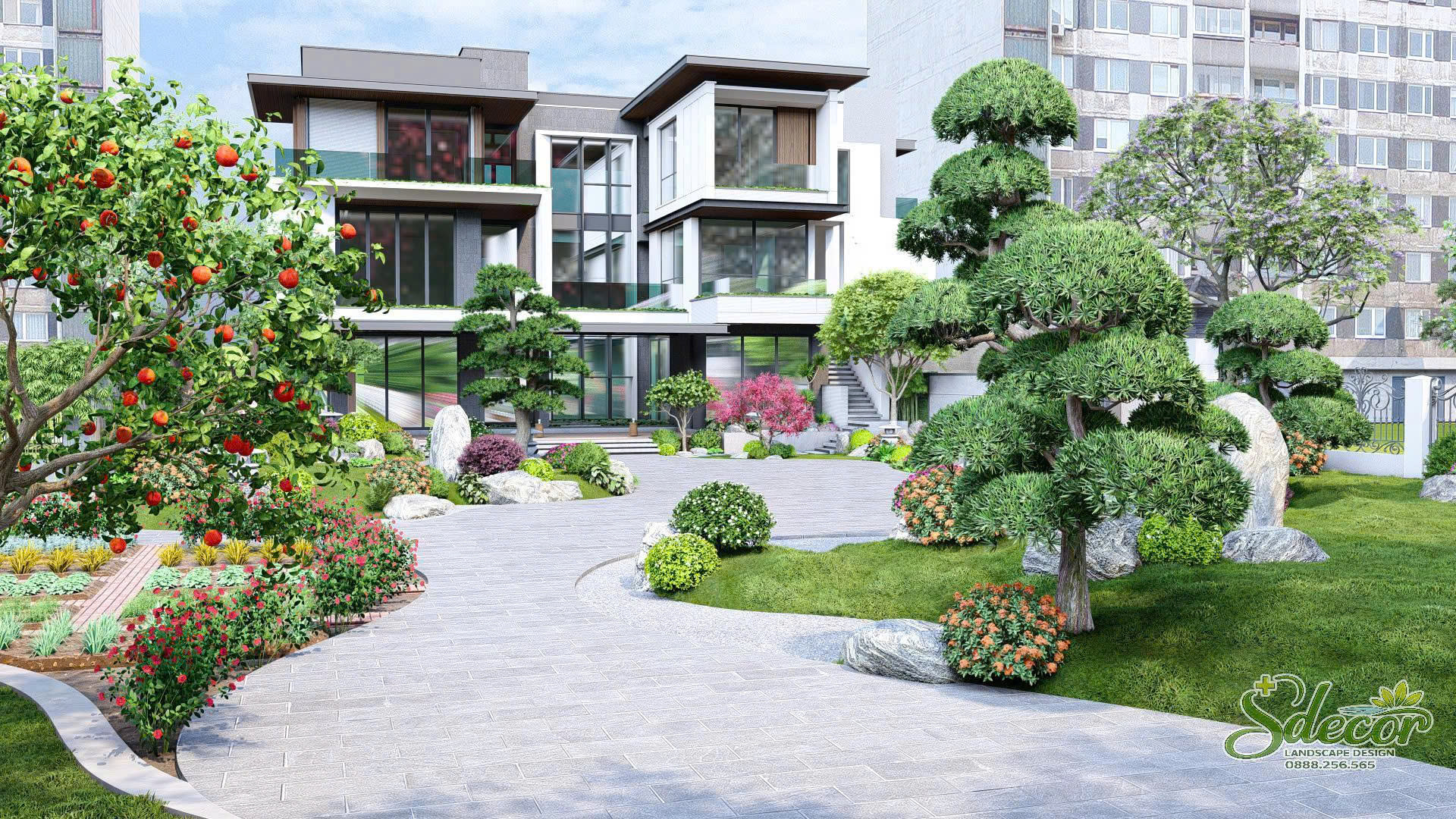 thiết kế sân vườn biệt thự 