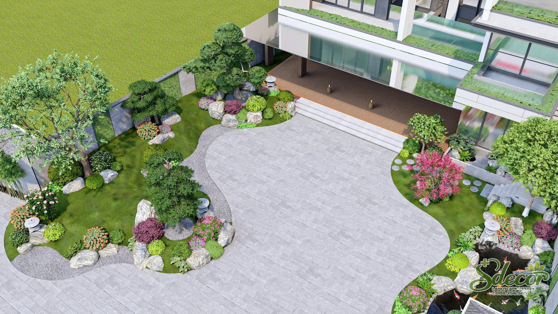 thiết kế sân vườn biệt thự đẹp 