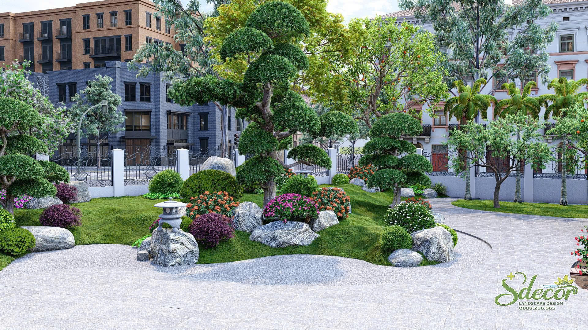 thiết kế sân vườn Nhật cho biệt thự 