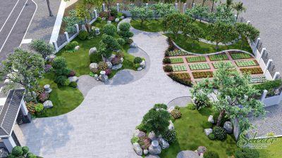 thiết kế sân vườn biệt thự đẹp